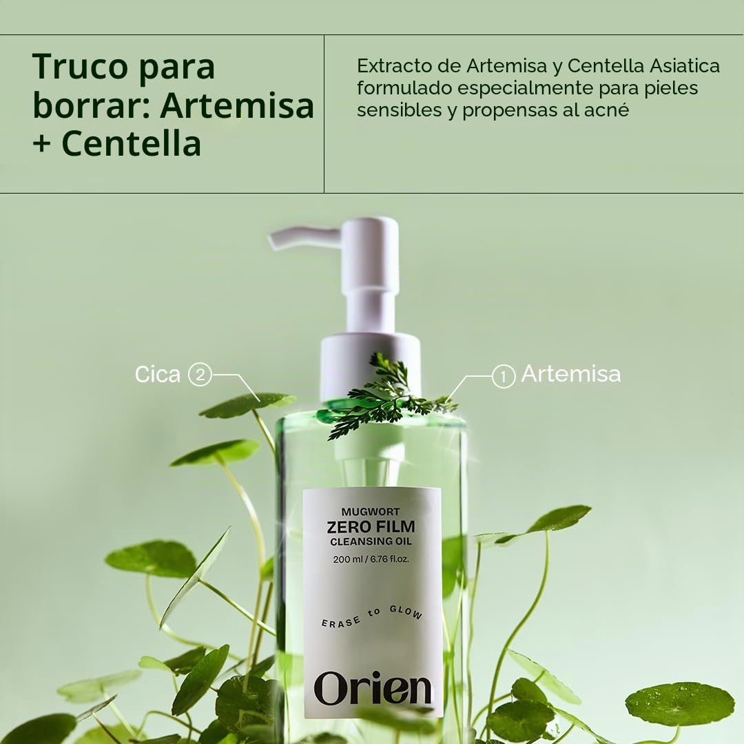 Orien Mugwort Zero Film - Aceite limpiador de 6.76 onzas líquidas, 200 ml, maquillaje diario, eliminación de puntos negros, sin obstrucción de poros