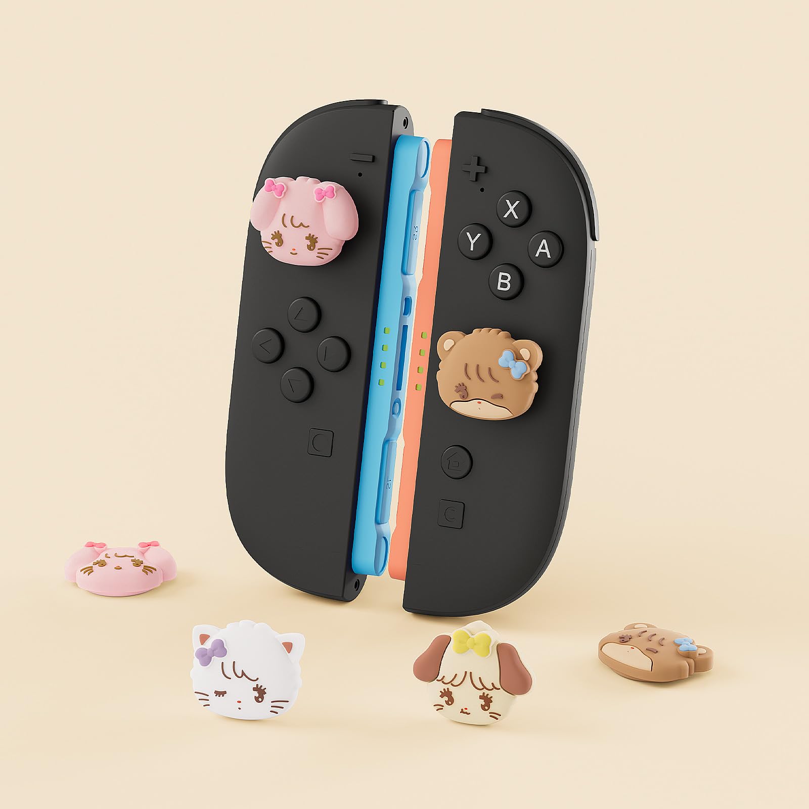 GeekShare Tapones de silicona para pulgar compatibles con Switch 2025, fundas suaves para Switch 2, 4 unidades, Mikko Sweet Thoughts