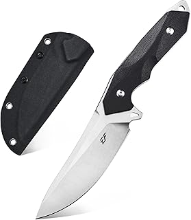 EF122 Fixed Blade Knife D2 Steel Blade G10 Handle Pocket Knives Fixed Knife, Survival, Outdoor Camping Survival Tool Knives, Kydex Sheaths (Black)
