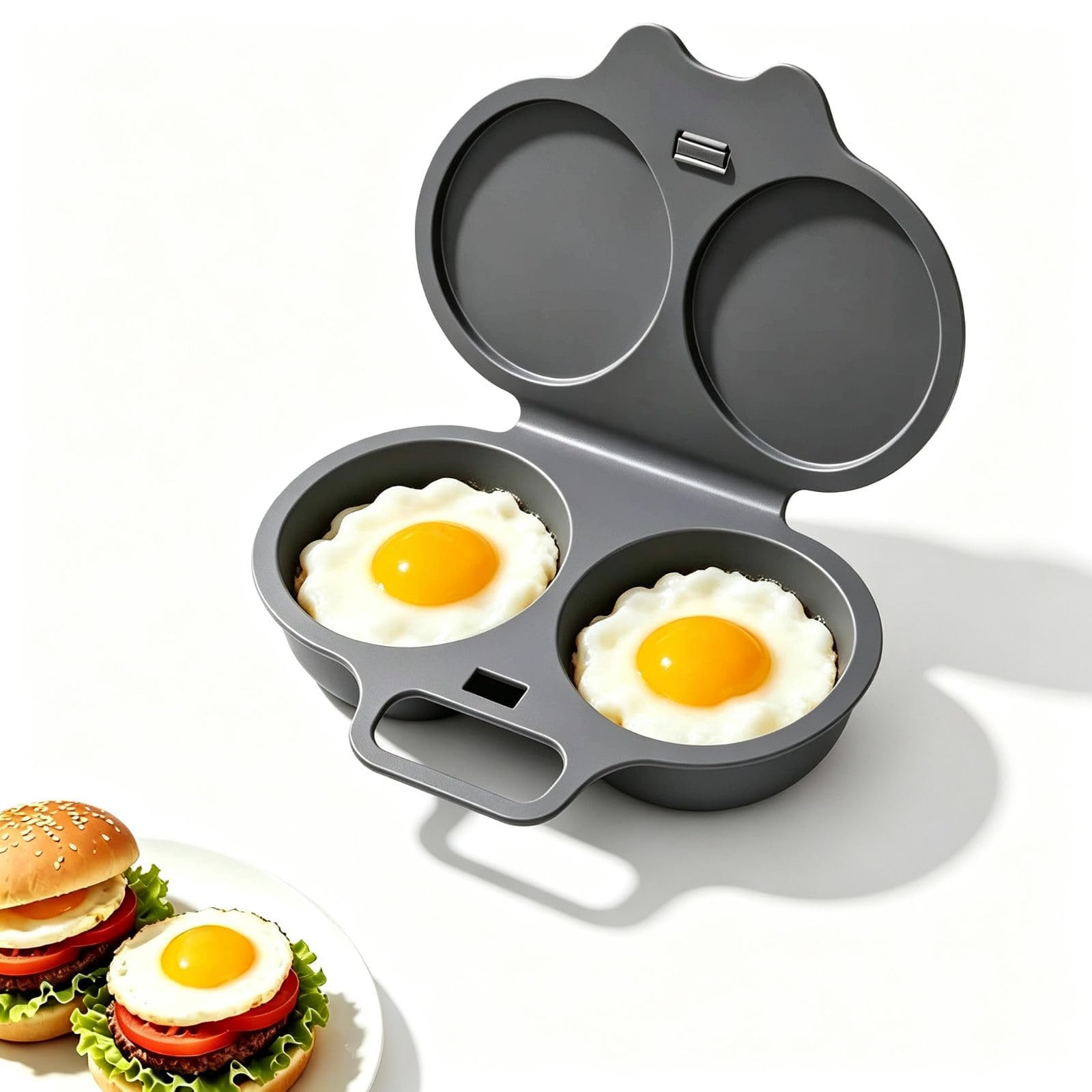 Microwave Egg Poacher, Dual Cavity Microwave Egg PoacherïŒA-Dark gray(1PC)