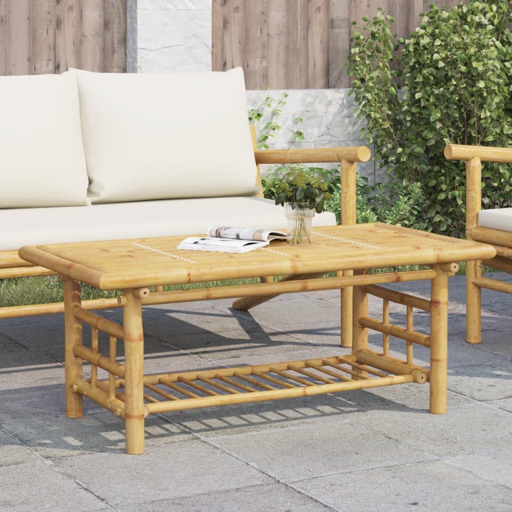 Tavolino da salotto in bambù, 110 x 55 x 45 cm, con ripiano, stabile, estensibile, pieghevole, per soggiorno, ufficio, balcone, mobili durevoli, multiuso