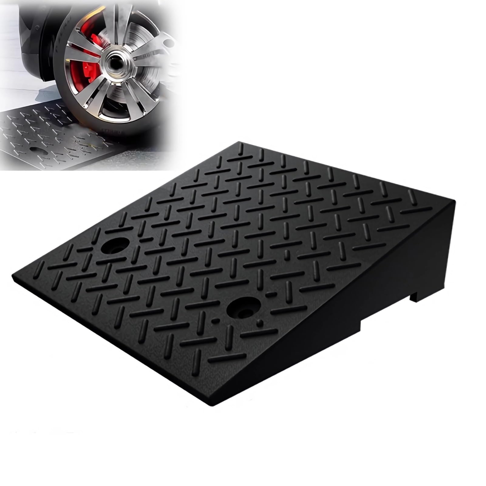 Rampa di Soglia in Gomma,Altezza 8-22 cm, Rampa di Accesso Antiscivolo per Auto, Moto e Scooter,Rampa di Transizione Resistente alle Intemperie per Porte e garage(Height 18cm)