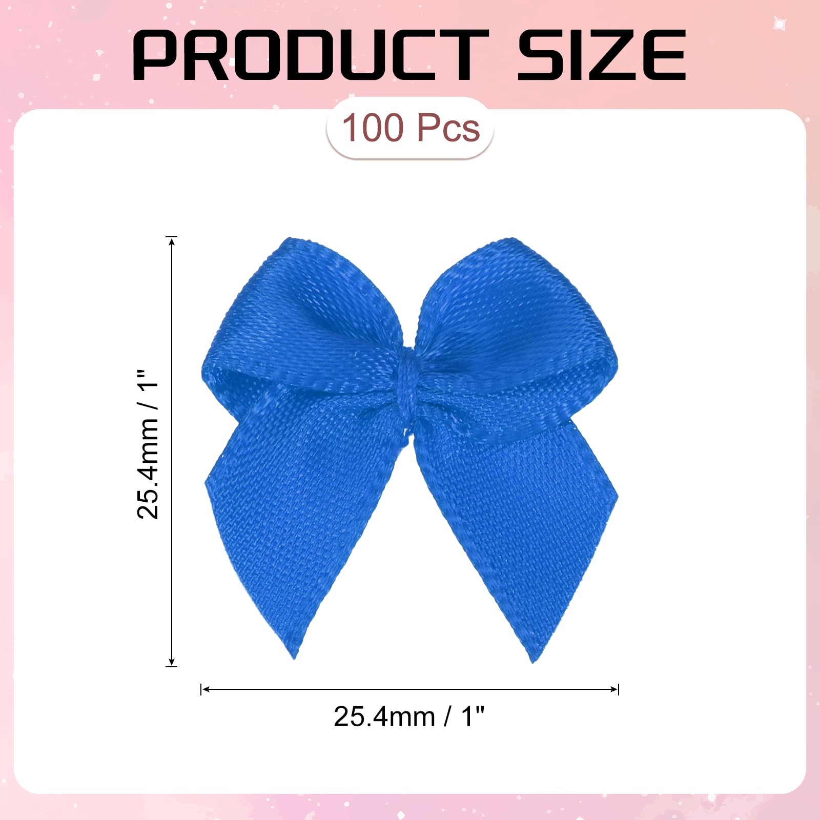PATIKIL 1 Inch Mini Ribbon Bow 100 Pcs Satin Fabric Ribbon Flower Bows Appliques for DIY Craft Sewing Wedding Party Decoration, Blue - Image 2