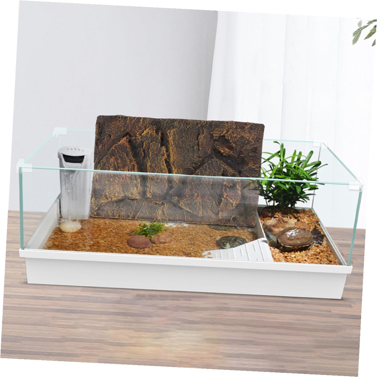 2pcs Reptile Tank Background Board PU Material Lightweight Decorative Aquarium Backdrop for Turtle Lizard and Terrarium Use Natural Rock Effect
