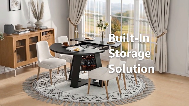 Amazon.com - 43.3in-59in Extendable Round Dining Table for 4-8