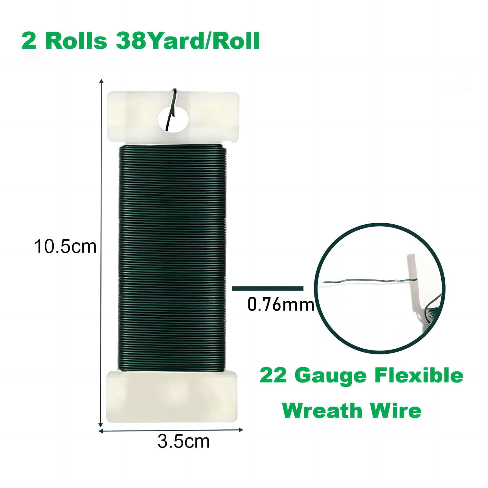 Filo Verde Per Fioristi 22 Calibro: 2 Rotoli Da 35 M Per Ghirlande, Composizioni Floreali E Giardinaggio