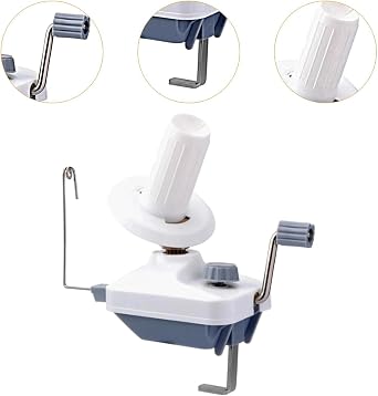 Household Compact Hand Crank Winder, Wool Skeins Holder and Skeins , Grey