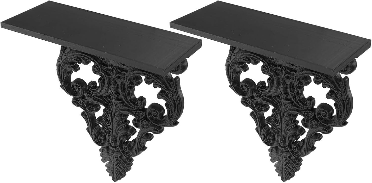 2pcs Wall Hanging Shelf Rack Adjustable Layers, Black Pla