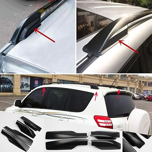 Miniatura 8 de HIGH FLYING Accesorios de coche Negro Roof Rack Rails End Cap Cubierta de protección Shell para Toyota RAV4 2001-2005