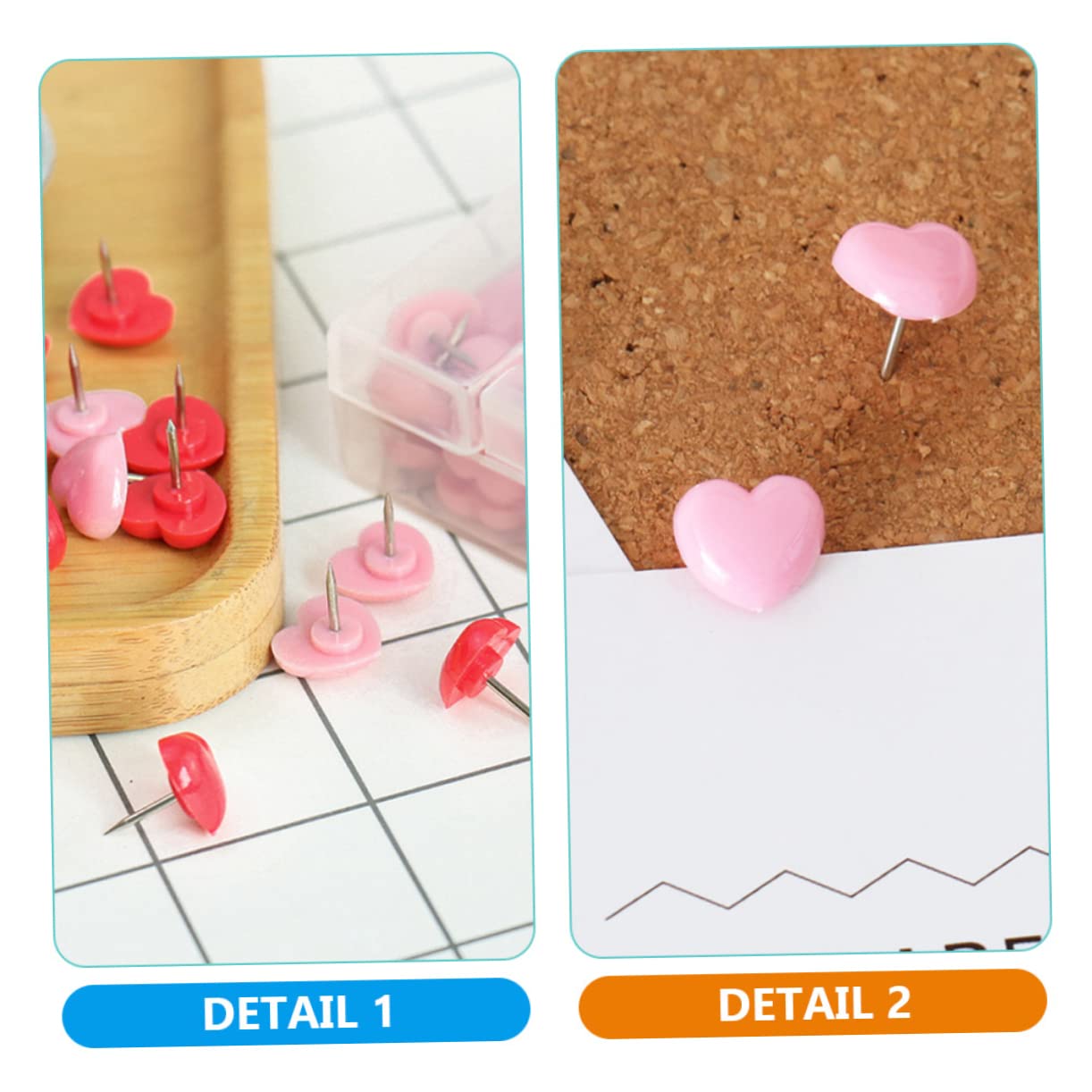 SHINEOFI Tachuelas De Corcho Forma De Corazón Multi-funcionales para Tableros De Anuncios Decoración De Paredes y Mapas Cajas