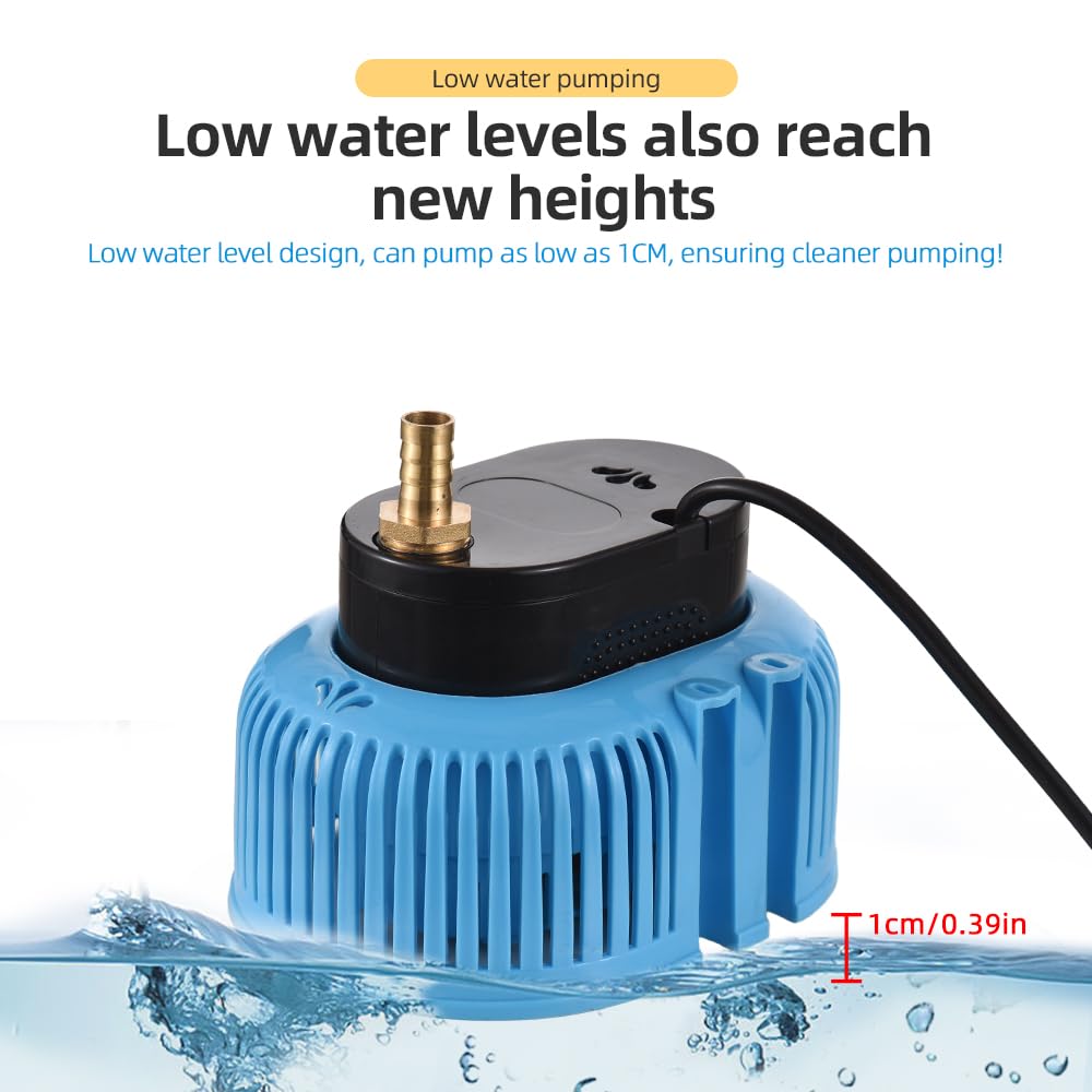 Pompa per Copertura Piscina Fuori Terra Pompa Sommergibile per Piscina 75W 2000L/H Pompa per Rimozione Acqua per Nuoto con 3 Adattatori Tubo di Drenaggio da 16 Piedi e Cavo di Alimentazione da