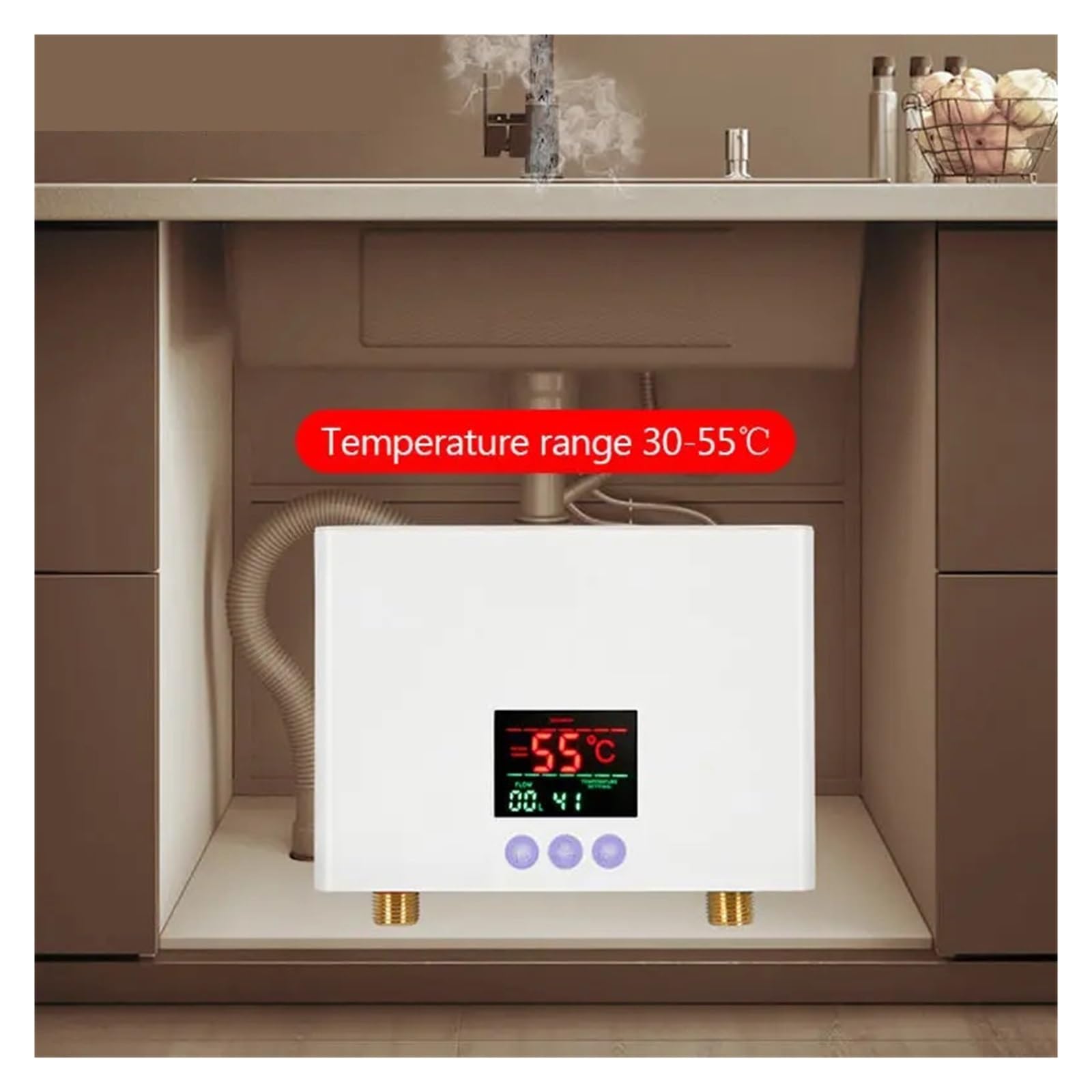 Elektryczny podgrzewacz wody przepływowy, Natychmiastowy Podgrzewacz Wody 3KW/5,5KW Szybkie Nagrzewanie Inteligentna Konwersja Częstotliwości Stała Temperatura Zdalne Sterowanie Podgrzewacz Wody do pr