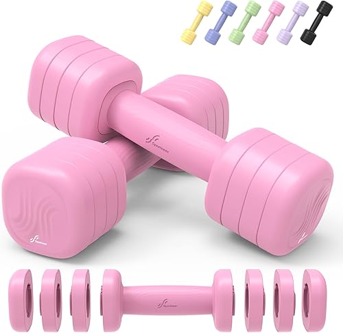 Vista 9 de Juego de 2 mancuernas ajustables Sportneer 4 en 1 para mujer, pesas de mano para mujeres en casa, cada peso de 2 libras, 3 libras, 4 libras y 5