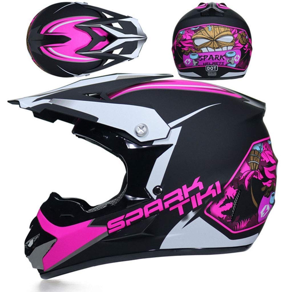 Sport All'aria Aperta Casco da Motocross, con Occhiali Guanti Maschera, Gioventù Bambini Integrale MTB Fuori Strada Moto ATV Caschi, Discesa Quad Dirt Bike Enduro Incidente Casco