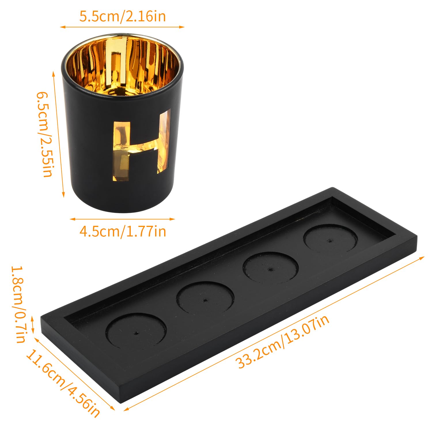 Portavelas Con Bandeja Y Piedras Decorativas – 4 Vasos De Cristal Con La Palabra ‘Home’ – Adorno Para Mesa De Salón O Comedor