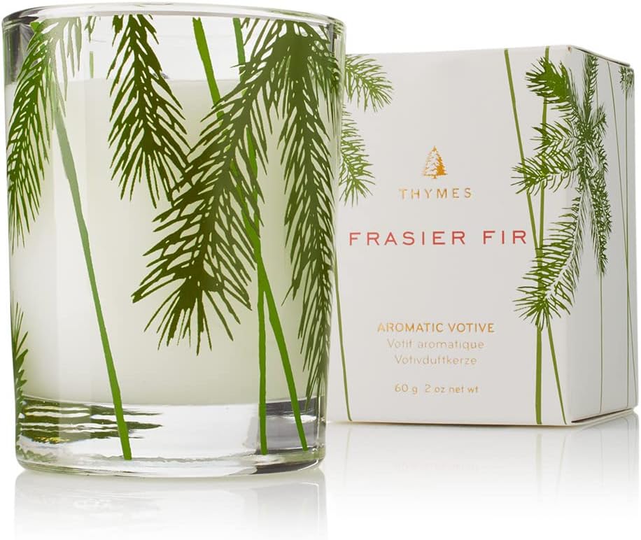 Thymes Frasier Fir Pine Needle Candle – Holiday Candles for Home Scented with Notes of Crisp Siberian Fir, Cedarwood & Sandalwood – Christmas Decor – Christmas Gifts for Women & Men (2 oz)