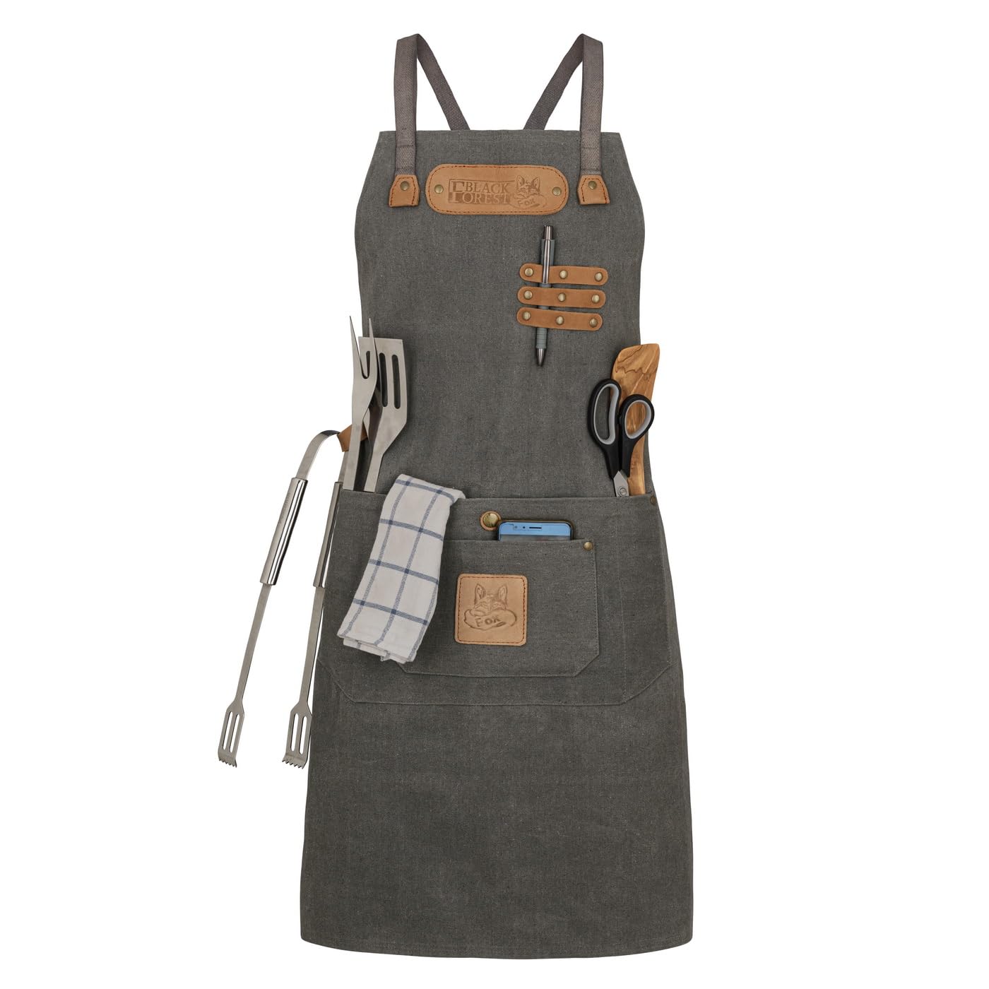CANVAS Kochschürze Grillschürze für Männer und Frauen - Küchenschürze für Herren - Ideal als Geschenk für Männer, Oma oder Opa – robustes Canvas Schürze Damen extra lang