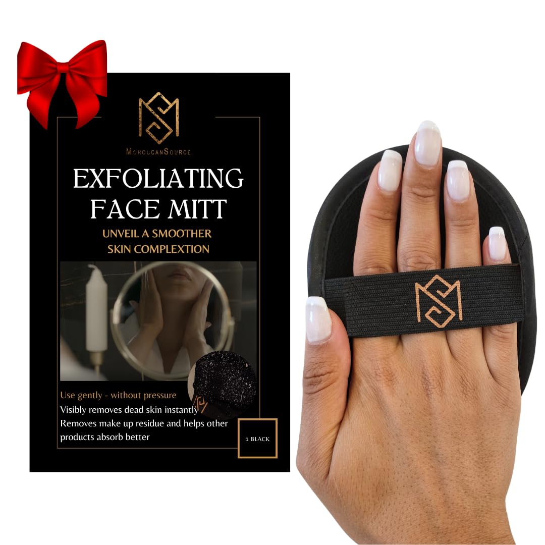 MS Deep Exfoliating Face Mitt, Viscose fiber Face Scrubber, Makeup Remover and Deep Pore Cleanser - Use weekly for a deep exfoliation or daily with cleanser, Blackheads and Dead skin remover