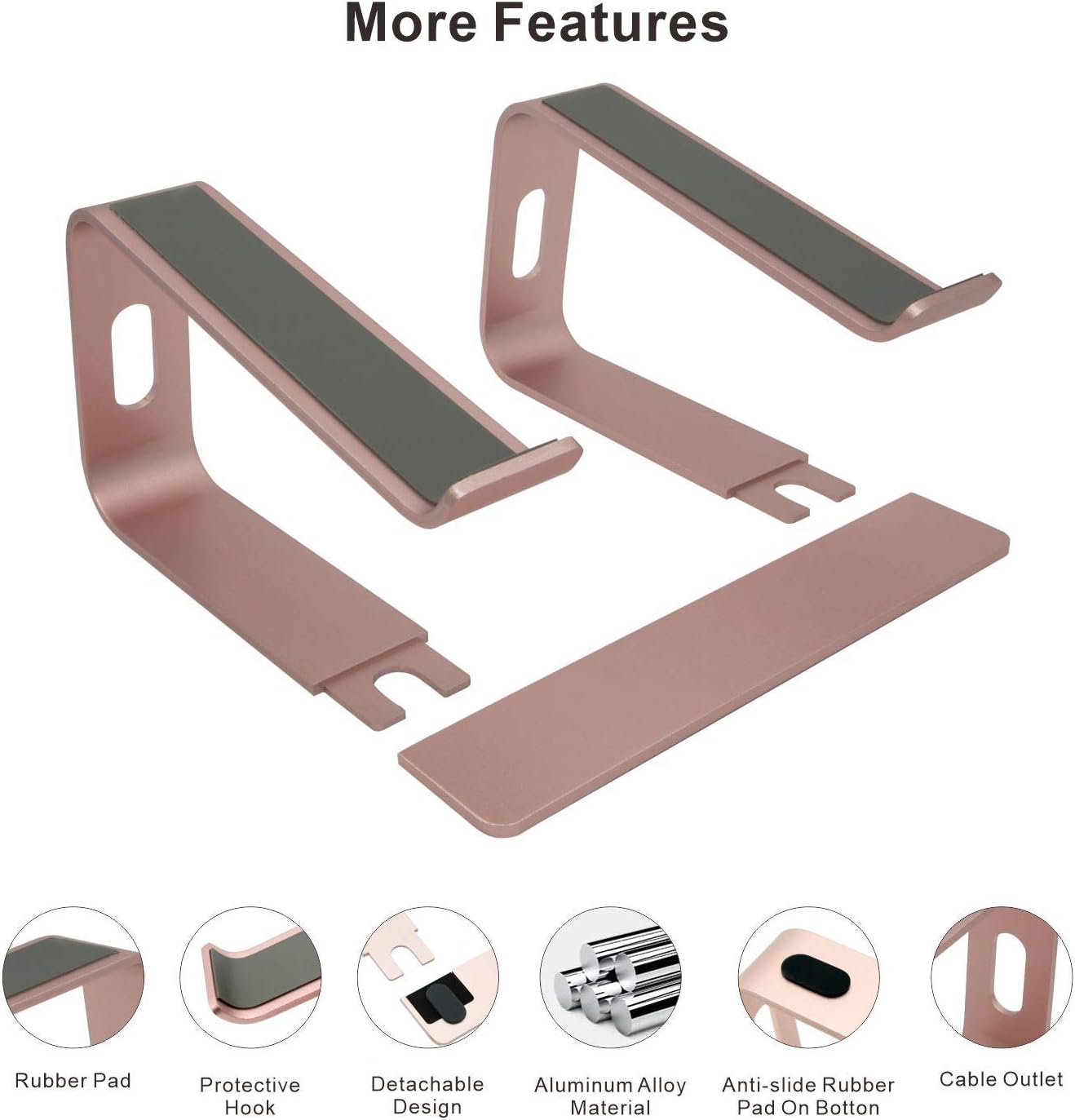Cenawin Laptop Stand, Ergonomic Aluminum Laptop Mount Computer Stand, Detachable Laptop Riser，Notebook Holder Stand All 10-17.3" Laptops(Rose Gold)