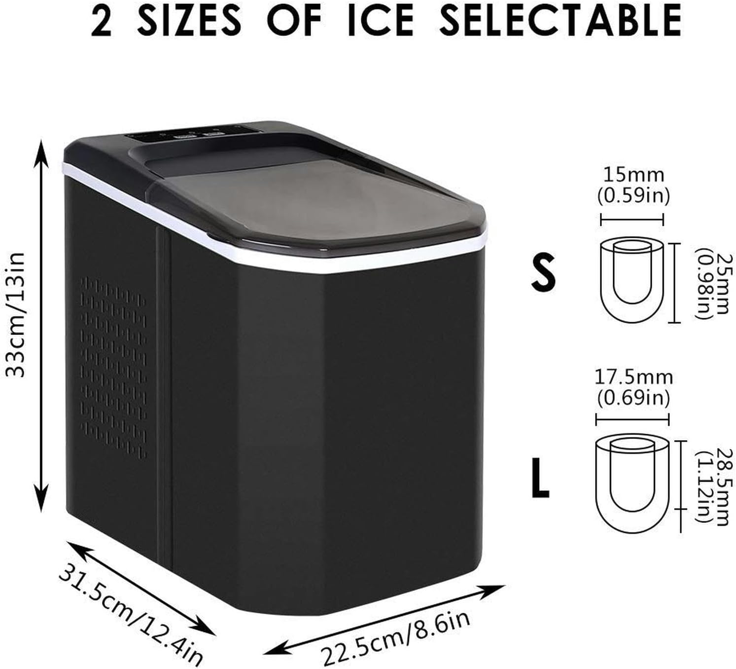 Ice Cube Maker for Home Kitchen, Portable Counter Top Small Ice Cube Machine, Electric Silent Ice Maker Machine with Scoop & Removable Basket, Easy Op-1pc