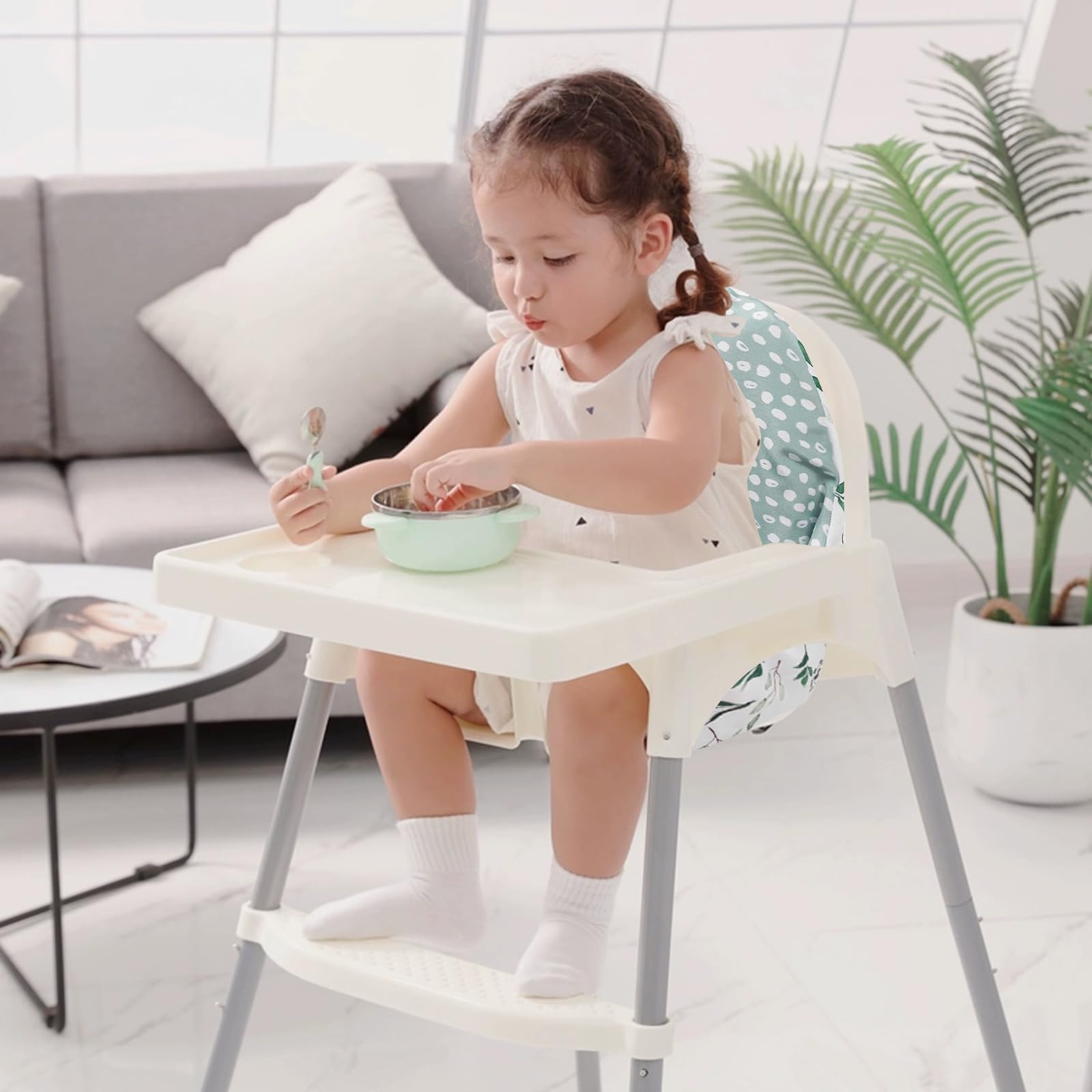 Meyagot Coussin Chaise Haute Bébé - Coussin D'Assise & Dossier Doux Étoiles, Imperméable, Compatible Toutes Marques, Confort Optimal