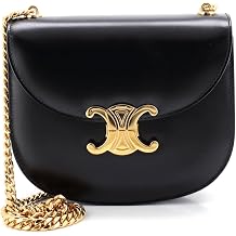Pre-Loved Triomphe Besace Clea Chain Flap Bag Leather, Black