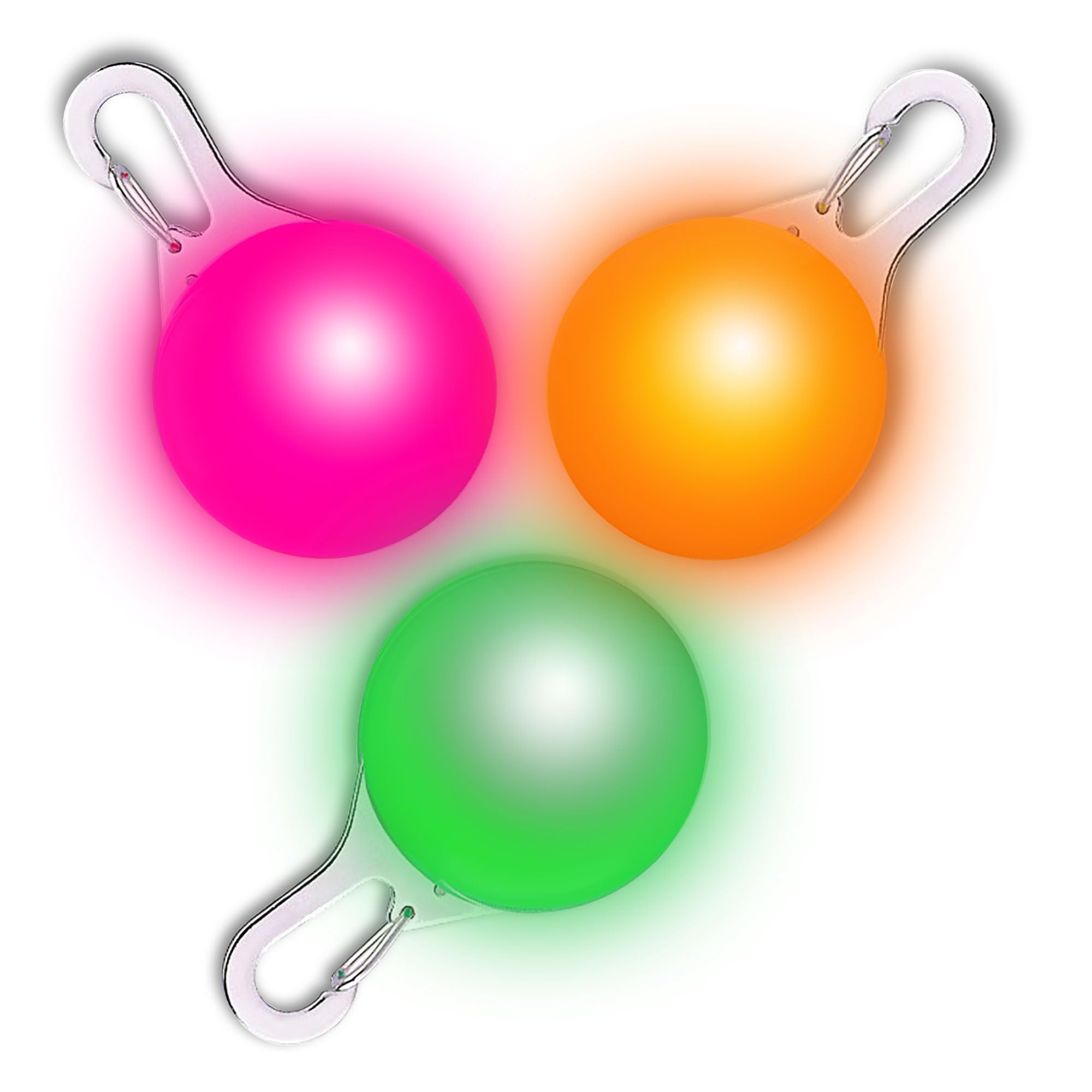 EDSG LED Dog Collar Light Light Up Dog Collars Clip-on LED Tag Light for Dog Collar Dog Tag Dog Gifts 3 Light Modes Light Up Dog Collars for Night Walking Camping Climbing (Green+Orange+Pink, 3Pcs) โ image 1