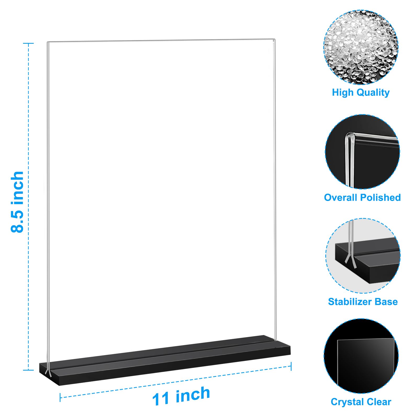 EHWINE 6 Pack 8.5 X 11 Wall Mount Acrylic Sign Holder, Horizontal Wall Signs Photo Menu Flyer Display Holders, Plastic Clear Acrylic Frames For Office