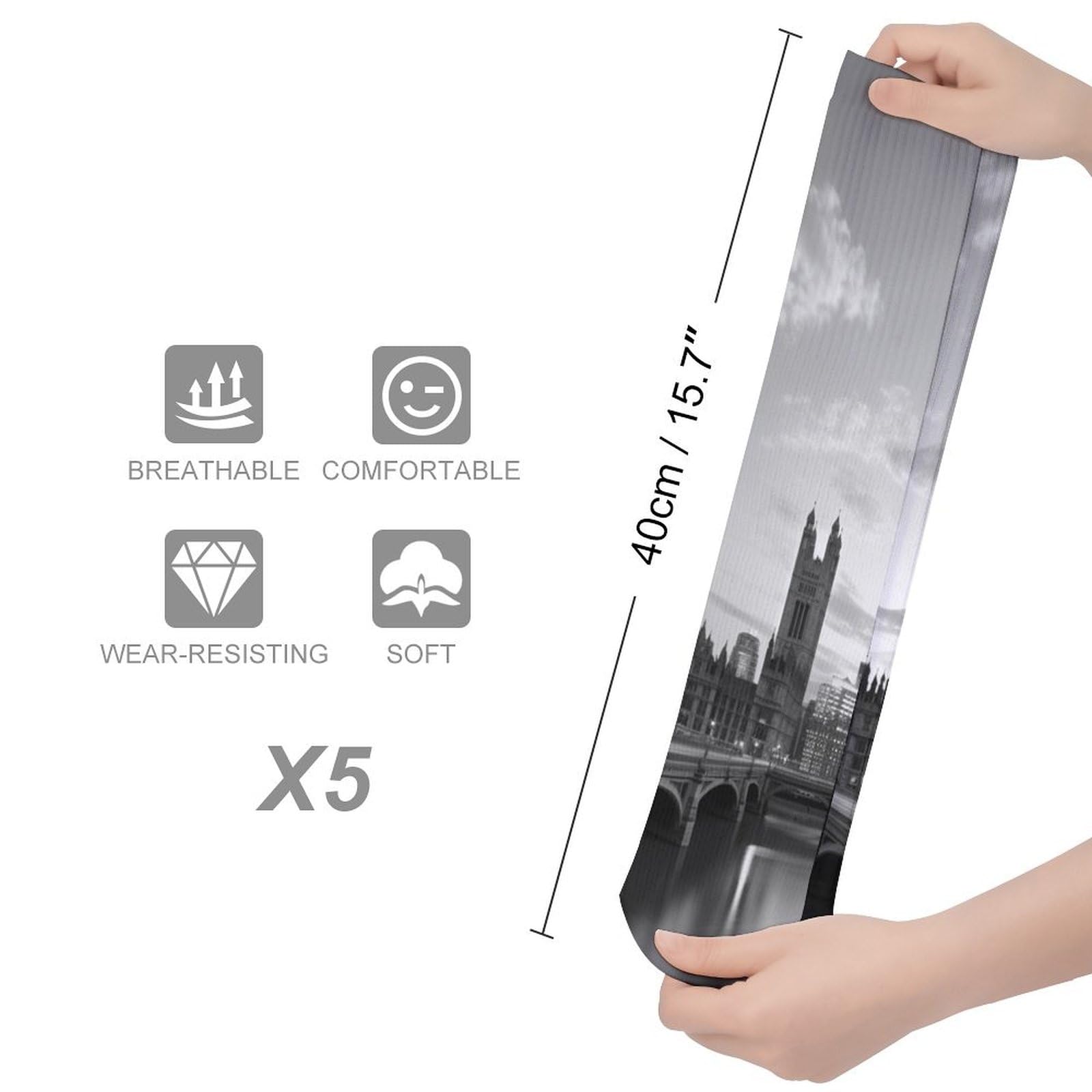 QMNRTK Black And White Tall Buildings Stocking?casual Athletic Aesthetic Socks Neutral Cotton Socks Compression Socks Control Crew Socks for Women Men