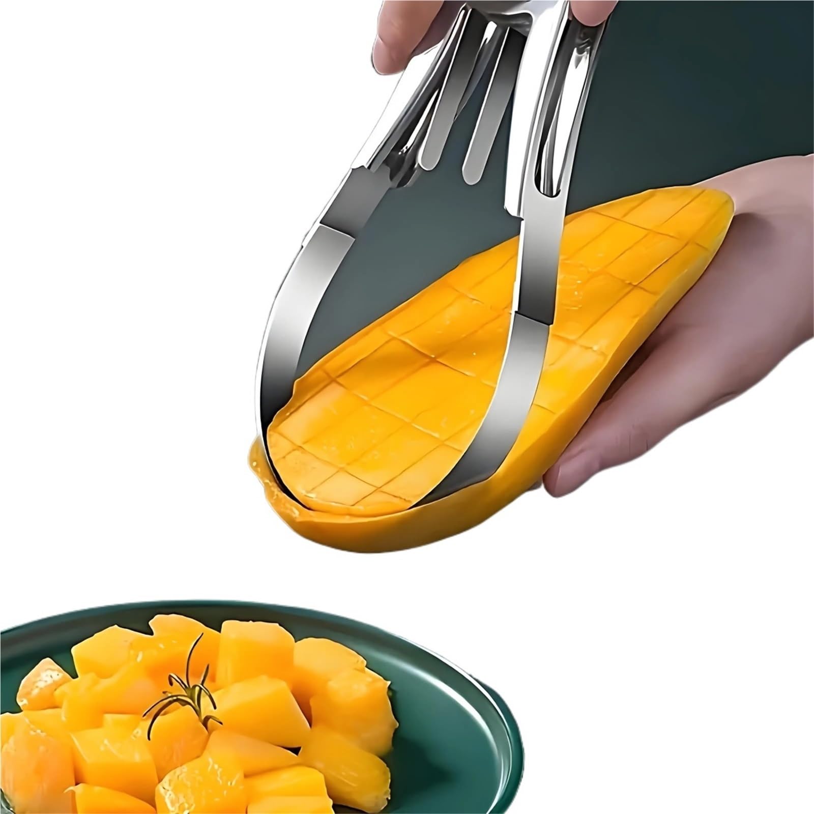 3-in-1 Steel Fruit Cutter - Mango/Avocado/Melon Slicer Slip-Resistant & Dishwasher Safe