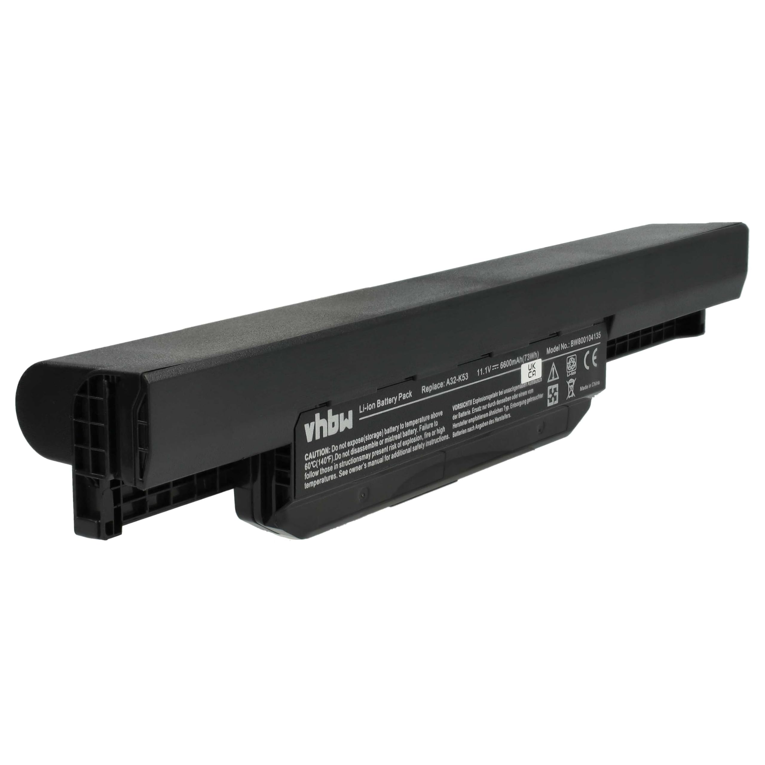 vhbw batteria compatibile con Asus K53S, K53SA, K53SC, K53SD, K53SE, K53SJ, K53SK, K53SM, K53SN, K53SU laptop notebook (5200mAh, 10,8V, Li-Ion