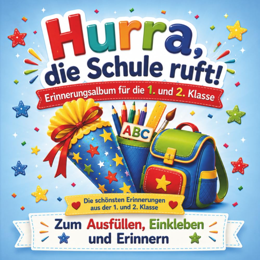 Hurra, die Schule ruft!: Erinnerungsalbum für die 1. und 2. Klasse zum Ausfüllen, Einkleben und Festhalten besonderer Schulmomente
