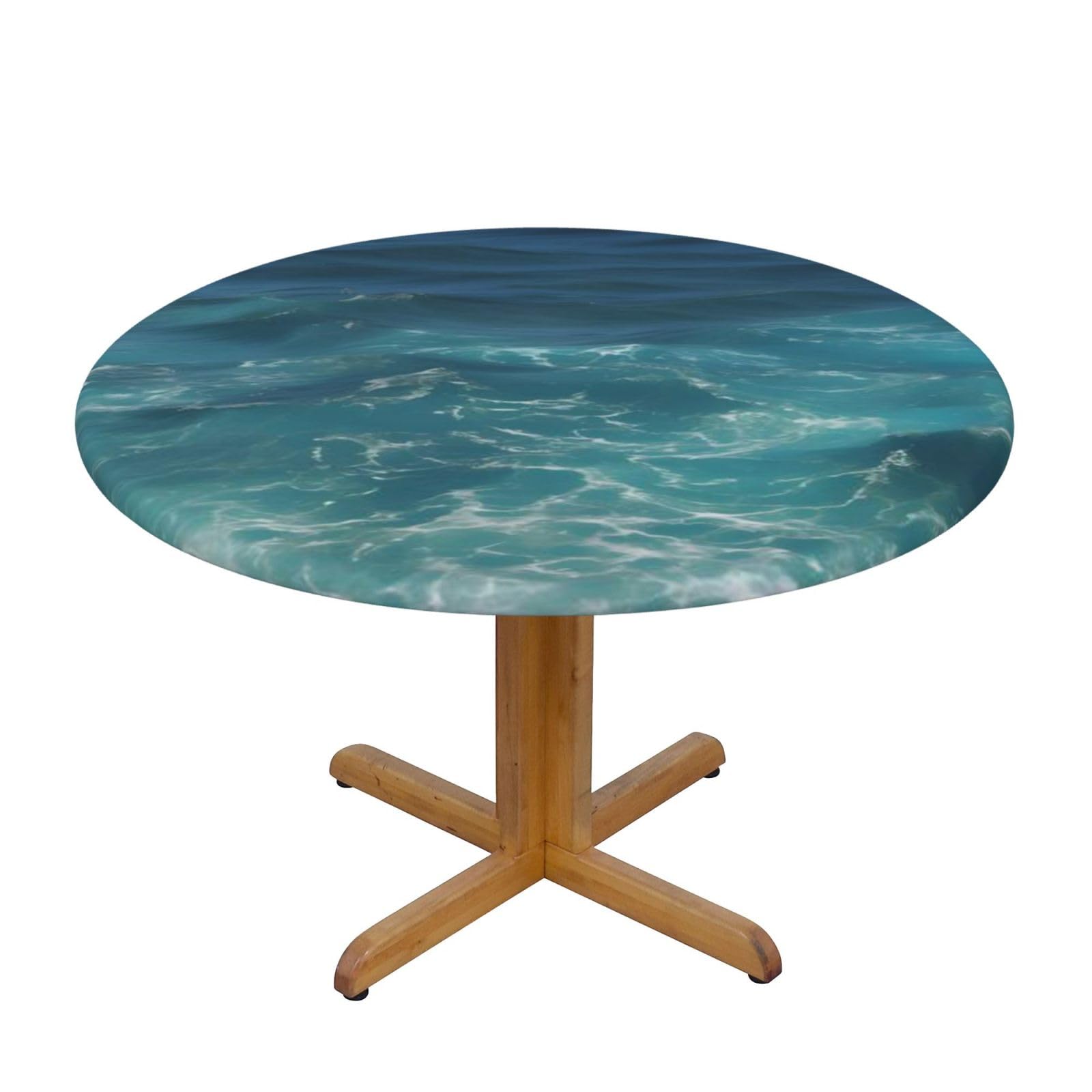 Nappe ronde imperméable élastique protège table de jardin 101.6-127 cm
