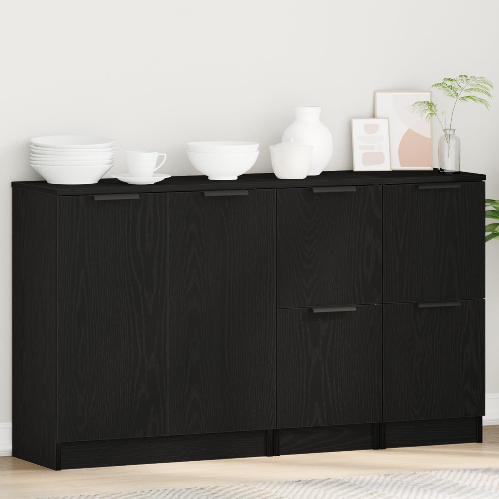 Aparador de madera noble con aspecto de roble negro duradero y modular para salon 1