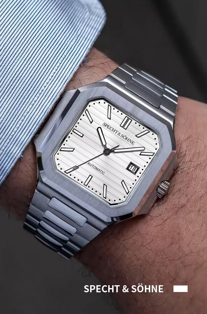 Specht & Söhne 41MM Square Cubic 5711 Men's Watch Mechanical Watches Rose Gold Stainless Steel Sapphire Crystal Waterproof