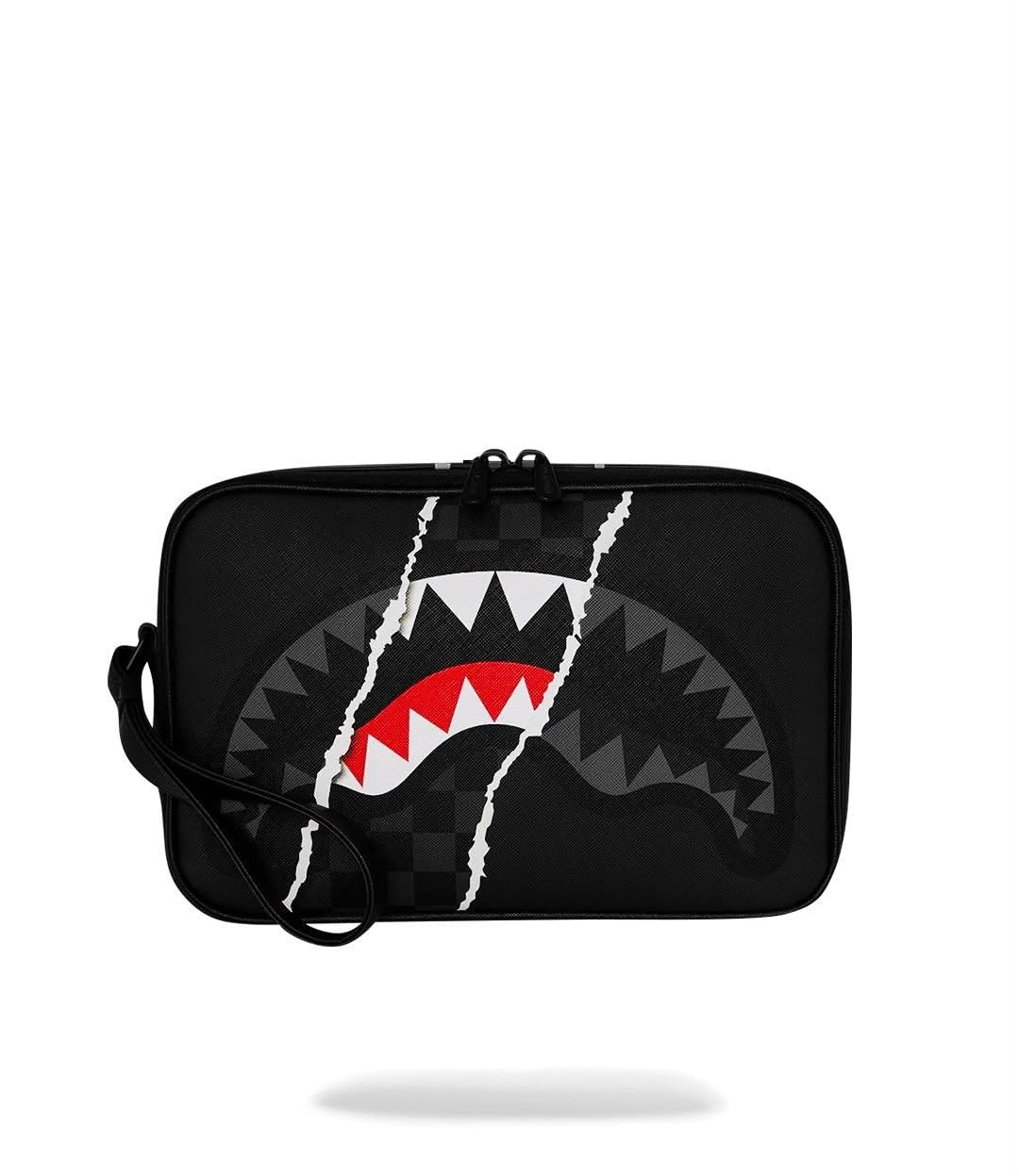 SPRAYGROUND Pochette e beauty Nero Center Rip Revealing Grey Check TOILETRY