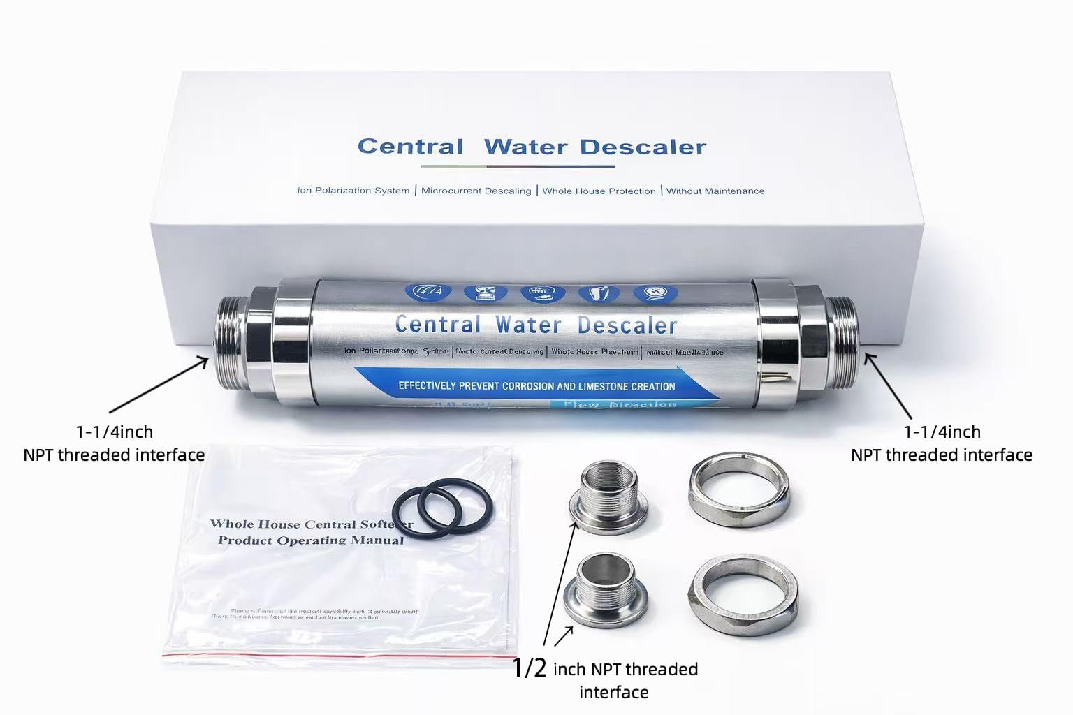 Descalcificador de agua, para prevenir la cal en toda la casa, antical, filtro de agua, detergente, para uso en toda la casa con ducha, lavavajillas y calentador solar (G 1/2")