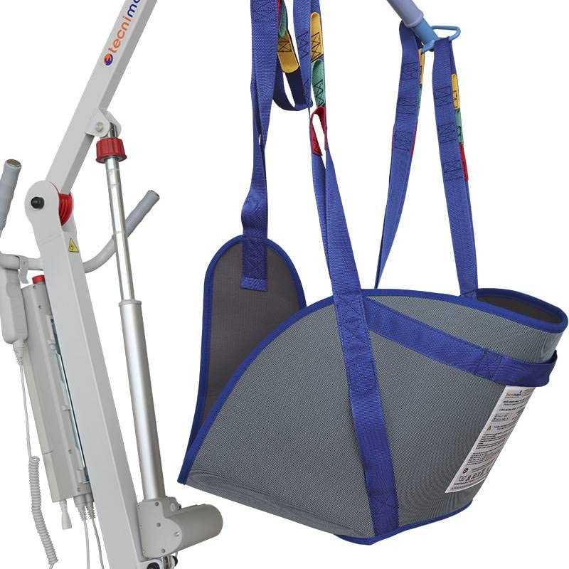 Ventadecolchones – Grúa Eléctrica para el traslado de pacientes, personas mayores, elevación cuerpo completo. Marca Española. Soporta hasta 135 Kilogramos. Arnés Incluido.