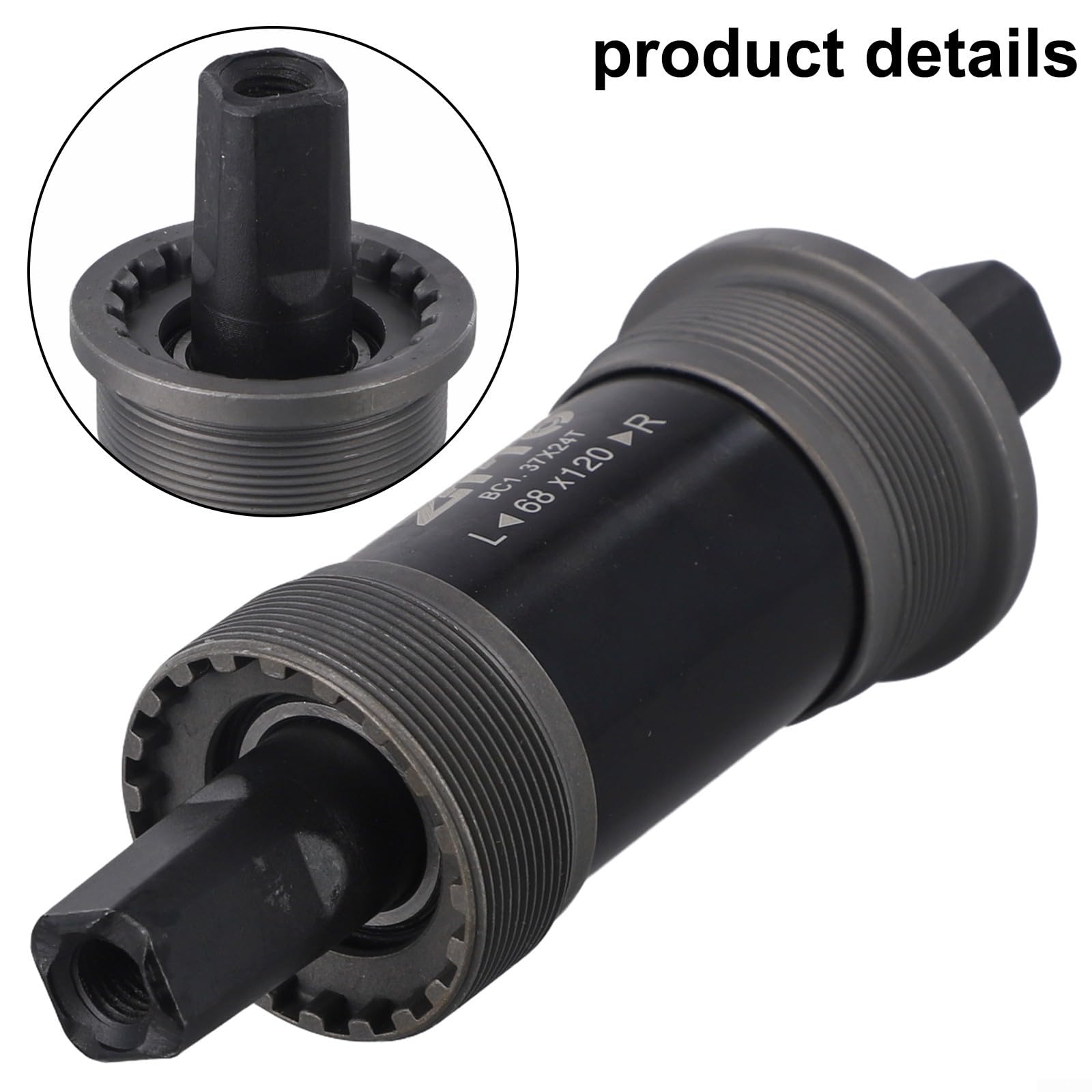 Rodamiento sellado de metal para pedalier de bicicleta, agujero cuadrado de 68 mm, 1,37 x 24 T, para bicicleta de carretera, MTB, bielas, pieza de repuesto de eje negro (68 x 124,5 mm)