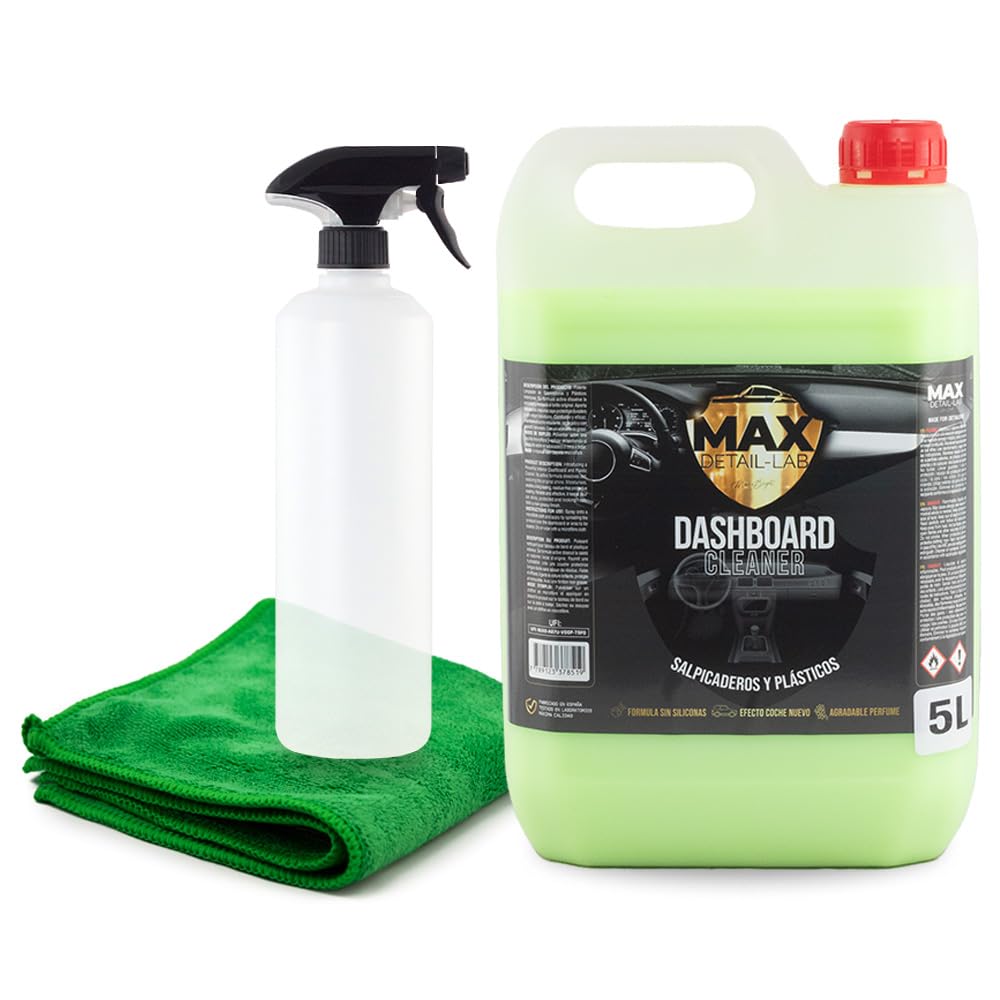 MAX DETAIL-LAB - Dashboard Cleaner - Auto Innenraum Reiniger Cockpitpflege Kunstoffreiniger Armaturenbrett, Silikonfreie Formel, Angenehmes Parfüm, Innenraumreiniger Cockpit Detailing Car Set, 5L