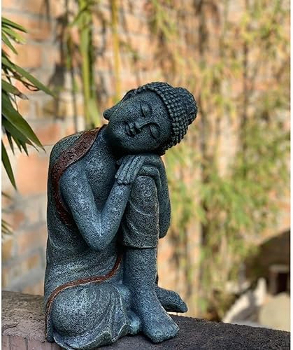 Miniatura 2 de Estatua de Buda, estatua de Buda sentado meditando jardín zen escultura pacífica decoración del hogar, adorno de acuario pecera