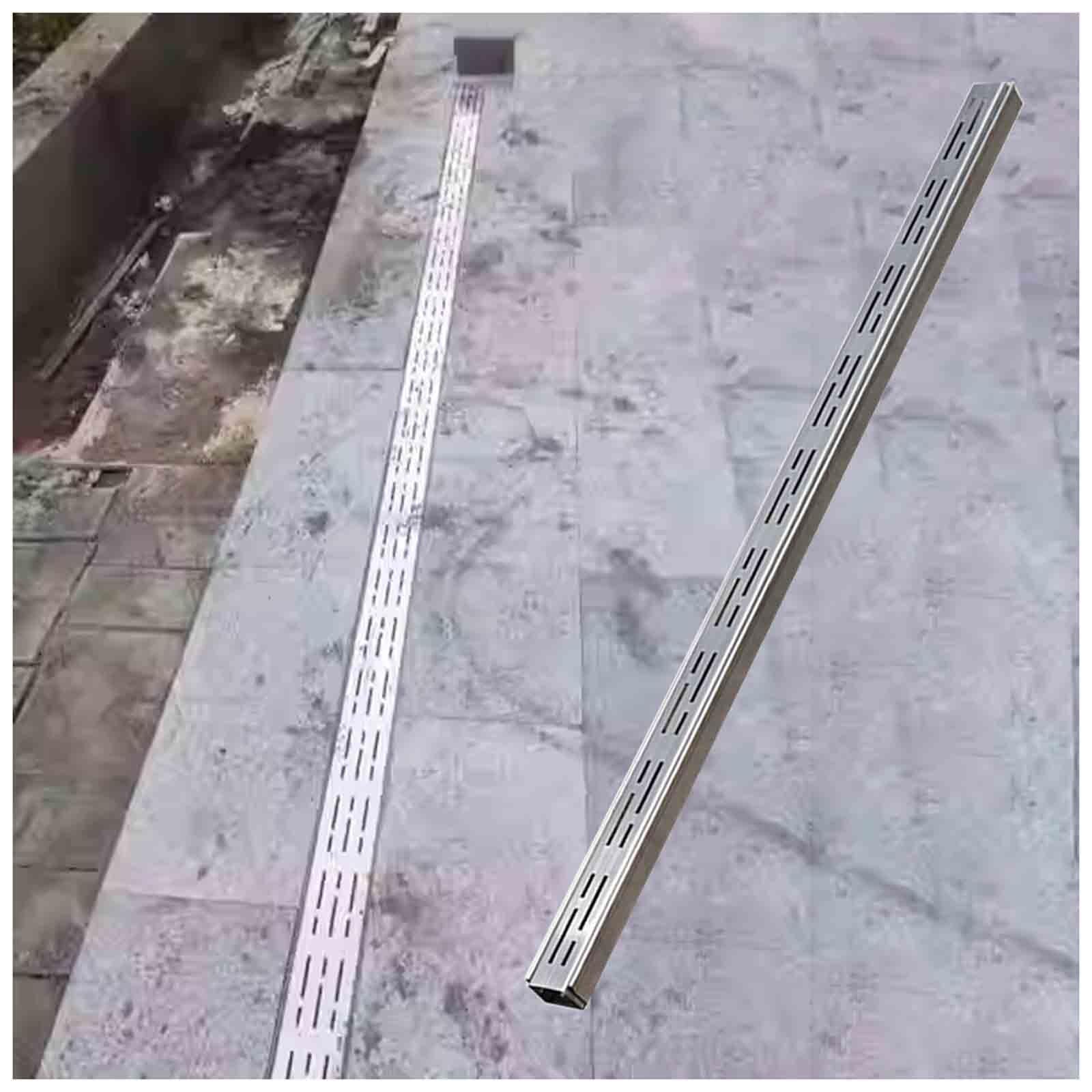 KLGFBDC Drainage Trench Channel with Grate, Narrow Slim Gutter System for Yard, Patio, Driveways, and Garage