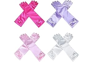 4-Pair Girls Dress Up Gloves for Princess Costumes