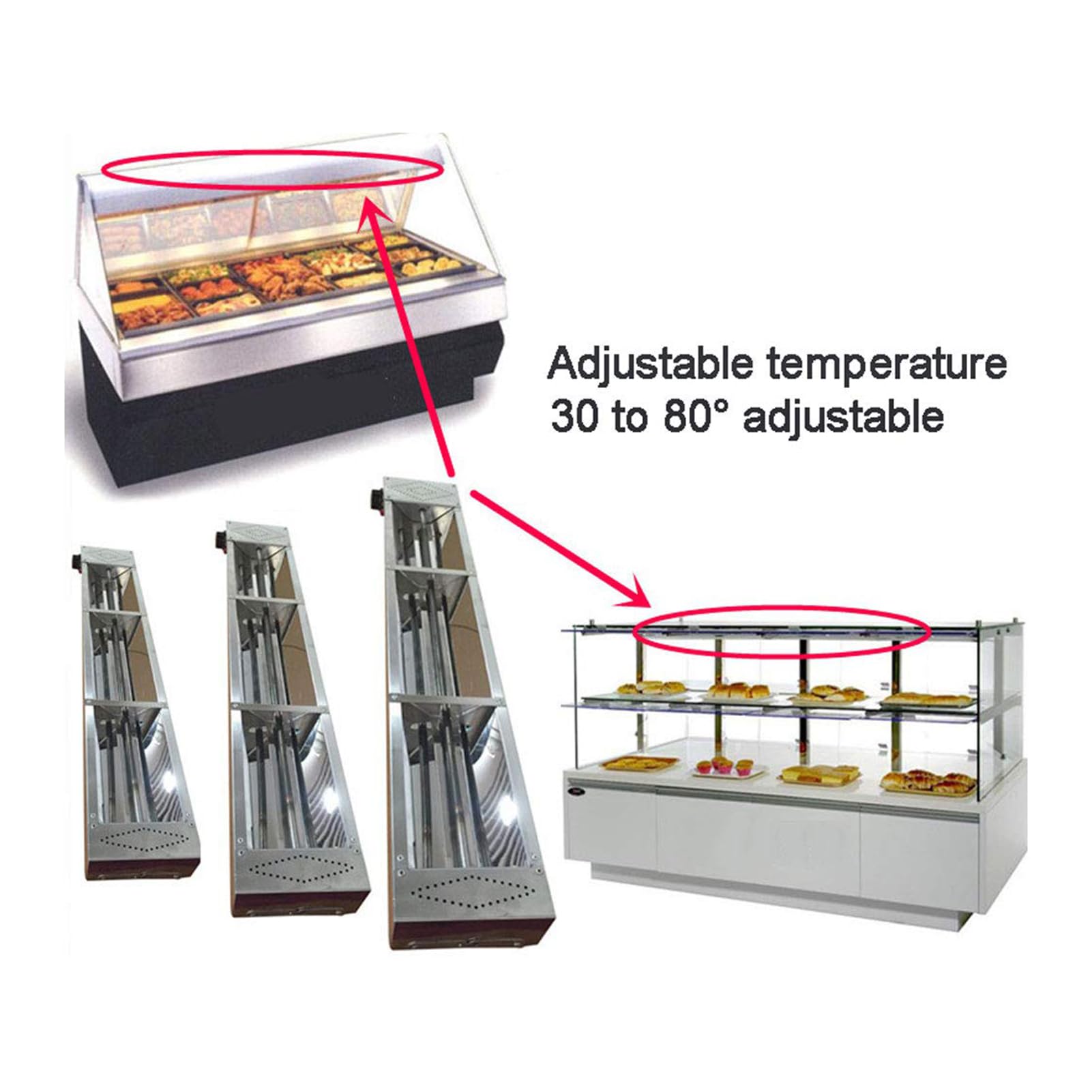 Lampada Riscaldante da Cucina per Alimenti, Lampada Riscaldante Commerciale Scaldavivande, per Buffet, Hotel, Mensa Mantiene Al Caldo Cibo e Stoviglie