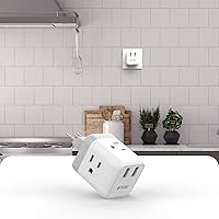Vista 7 de TROND Adaptador de enchufe de viaje europeo - Convertidor de adaptador de corriente internacional para Europa con 3 tomacorrientes 2 USB, adaptador