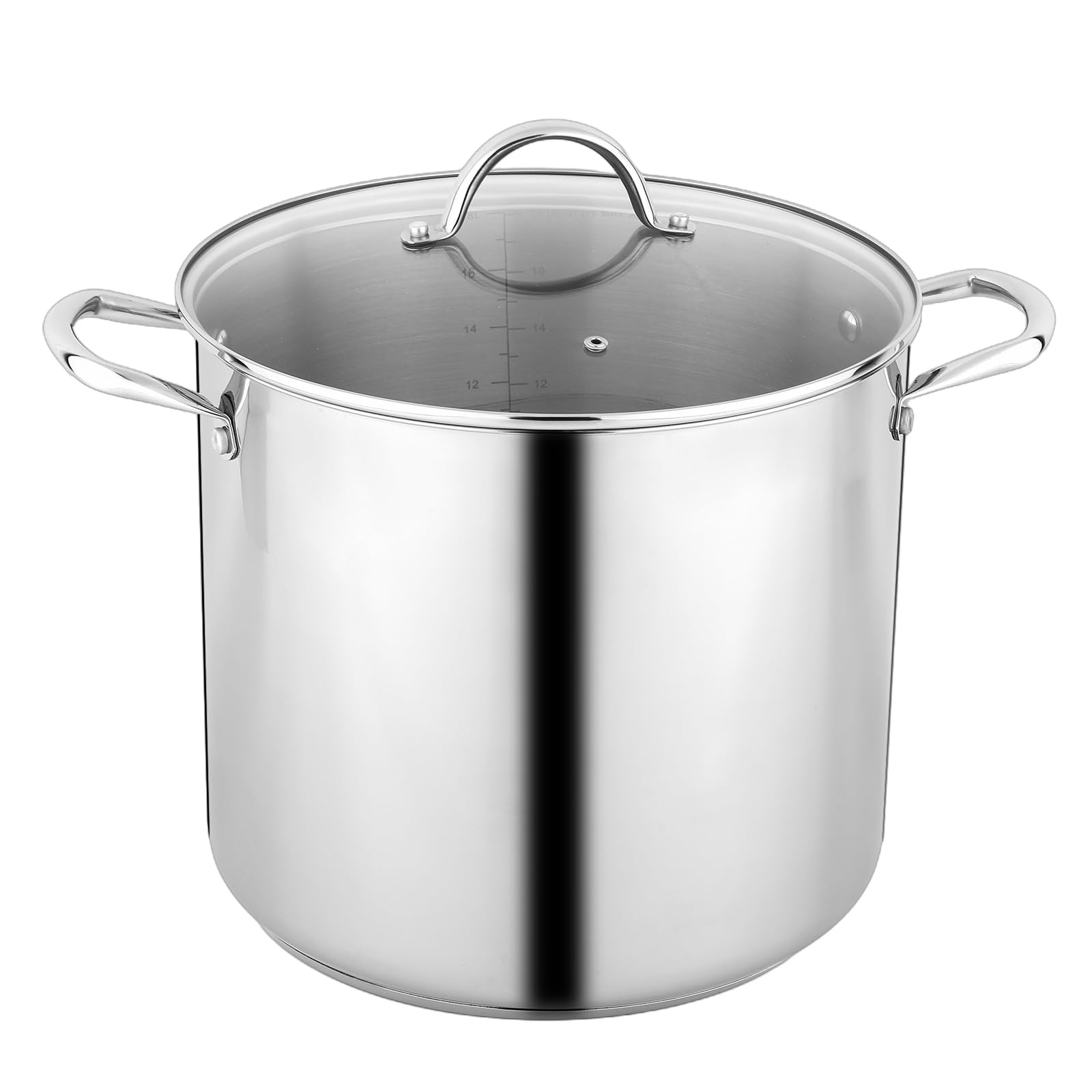 Stock Pot Stainless Steel 20 Quart with Tempered Glass Lid for Cooking Riveted Handle, Heavy Duty Vessel,Induction Compatible All Cooktops in Use, Dishwasher & Oven Safe
