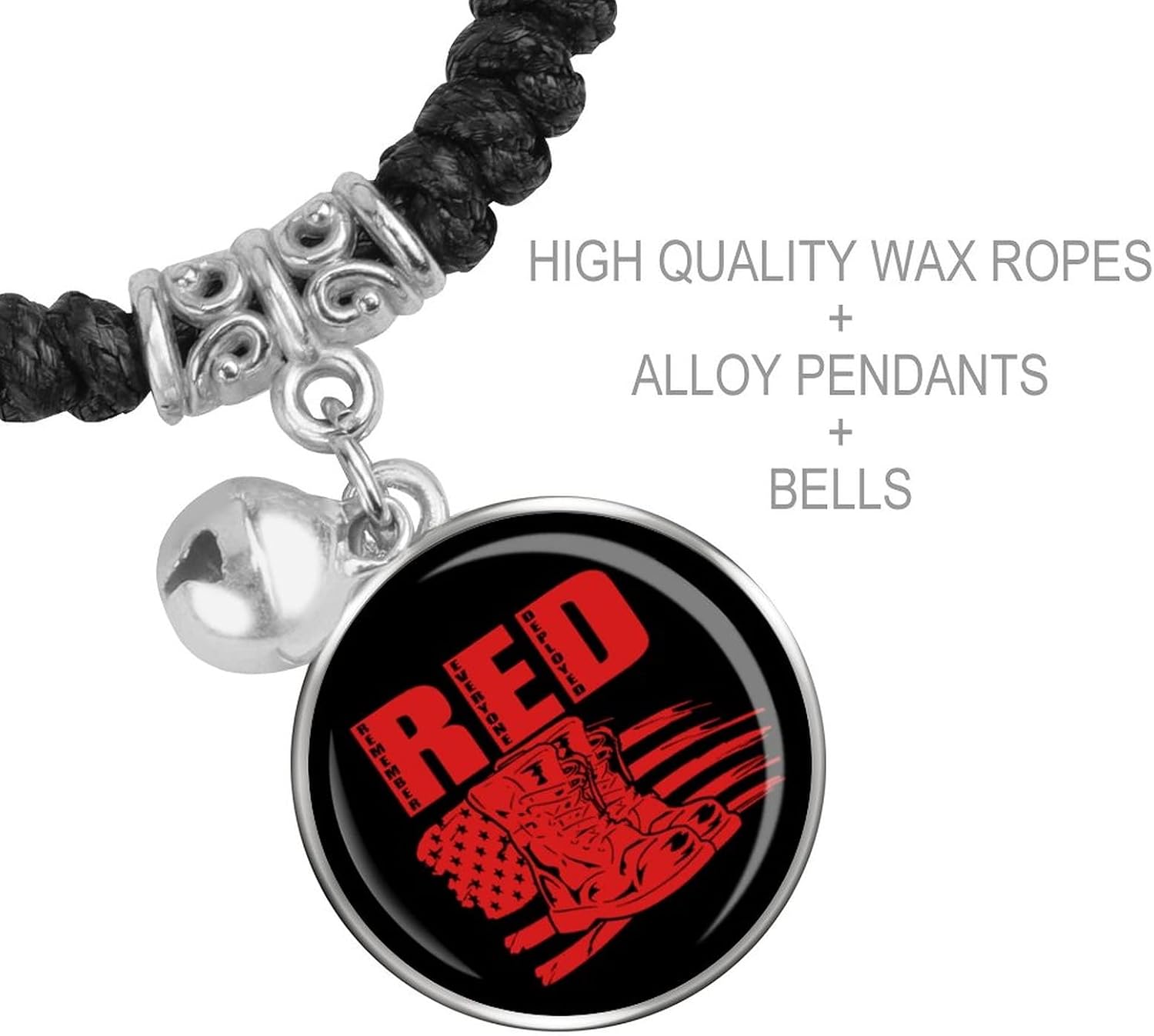 Nudquio Remember Everyone Deployed RED Couples Bracelet Jewelry Adjustable Thread Rope Bell Bracelets for Best Friend Women Men Gift