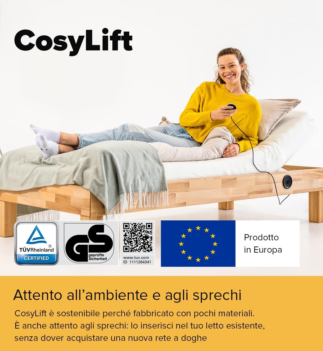 CosyLift rete a doghe Add On – trasforma ogni letto in regolabile elettrico – Meccanismo di sollevamento per materassi, reti e letti a molle – incluso interruttore manuale