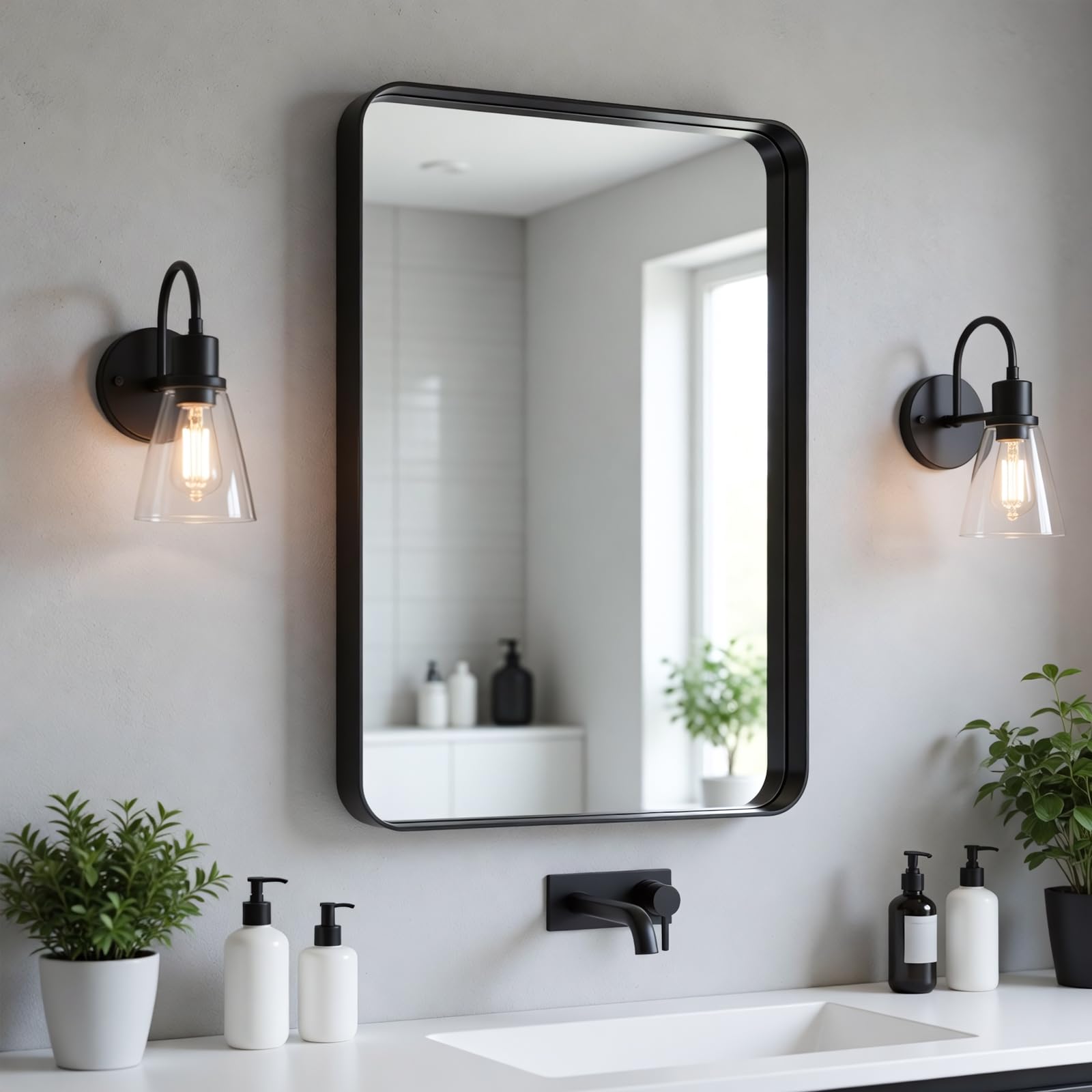 Miroir mural en aluminium noir mat antirouille de qualité supérieure