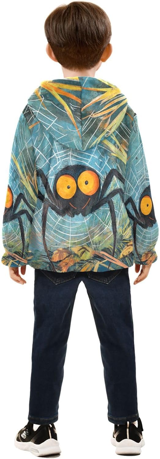 KLL Cartoon Cute Spider Toddler Zip Up Jackets Outerwear Jackets Navy Blue Baby Boy Clothes